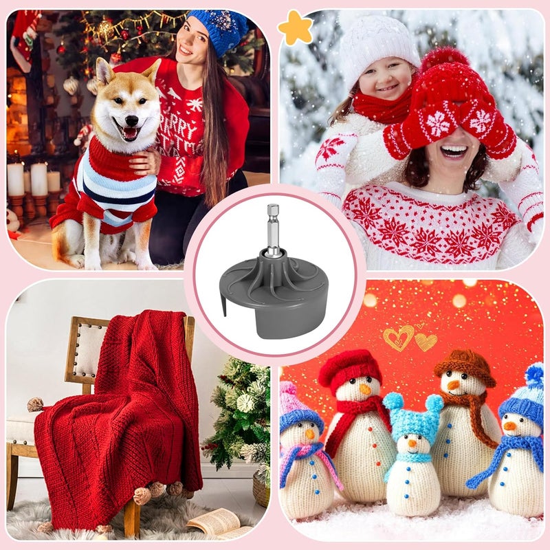 DoubleCare Knitting Machine Adapter, Quick Knit Machine Attachment with Hexagonal Steel Drill Electric Screwdriver, Compatible with 48/40/22 Needles, DIY Craft Fast Knitting Christmas Hats, Socks, Scarves. - Image 4